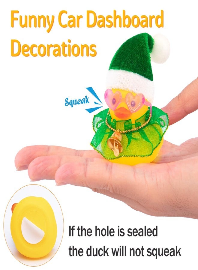 wonuu Christmas Rubber Duck Car Ornaments Car Decorations Christmas Accessories Santa Hat Skirt and Wind Bell, Golden-Lace Dress - Image 5